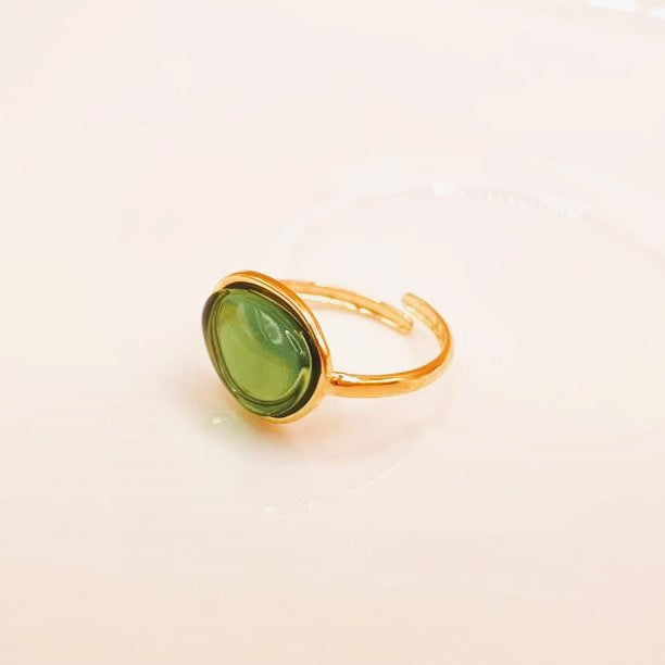 Inel cu piatra verde Golden Eye