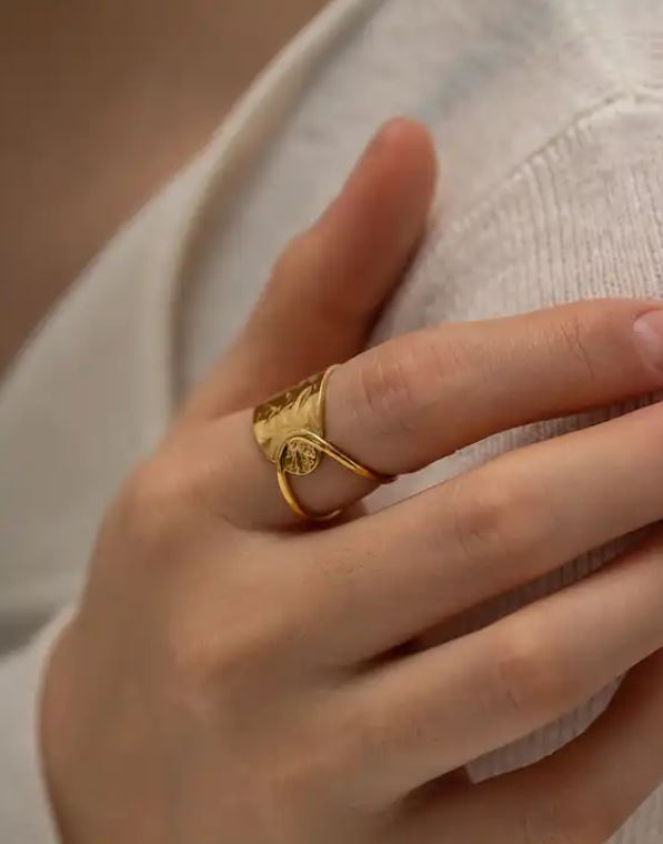 Inel deschis minimalist Half Way Gold