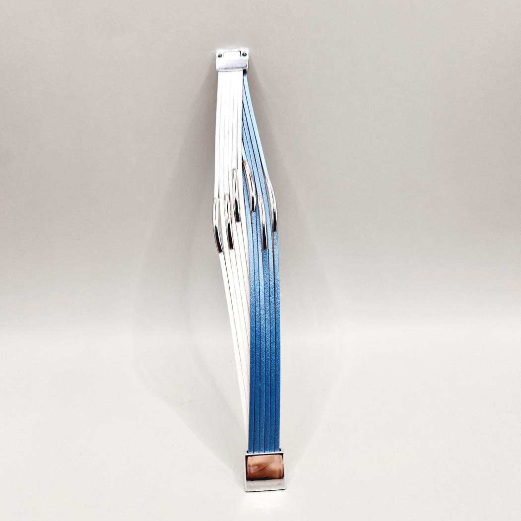 Bratara magnet alb-bleu piele naturala