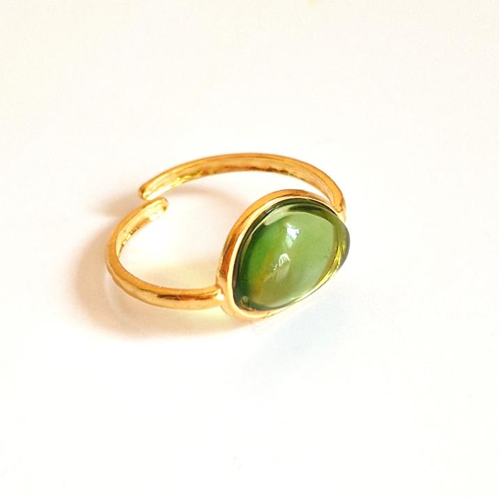 Inel cu piatra verde Golden Eye
