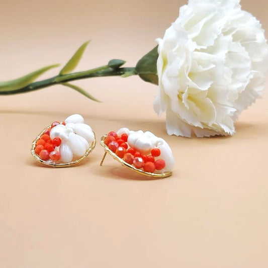 Cercei perle handmade Ruby